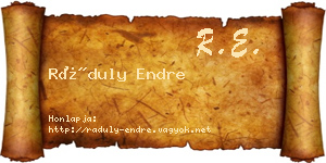 Ráduly Endre névjegykártya