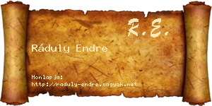 Ráduly Endre névjegykártya